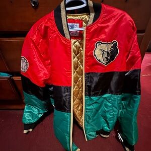 STARTER Gold Quilted Jacket with Red Accents NBA 75th anniversary Memphis Grizzl